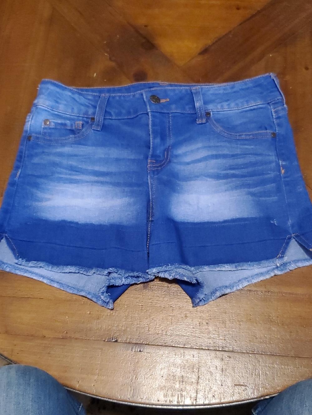 Celebrity Pink Blue Washed Denim Cutoff Shorts